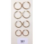 Four pairs of gold hoop earrings - 6.5g