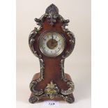 A small French style mahogany mantel clock with gilt metal mounts - 22cm