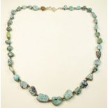 A necklace of natural turquoise beads