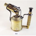 A Sievert brass blow lamp with pump handle