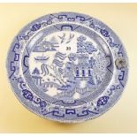 A 19th century Spode blue and white warming plate
