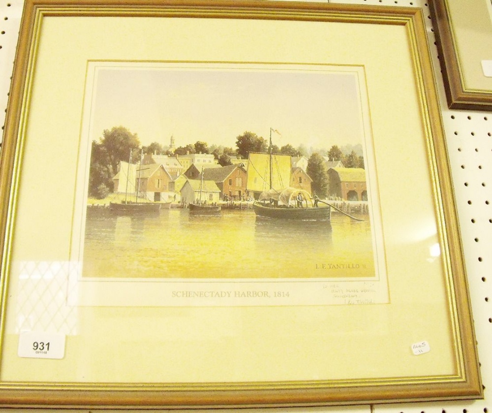 Len F Tantillo - limited edition print 'Schenectedy Harbour 1814' - signed, 20 x 25cm