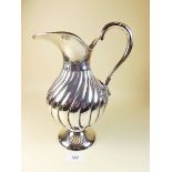 A silver spiral embossed wine jug with vine terminal to handle, marked 925 - 480g