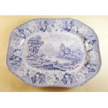 A Rogers blue and white transfer printed meat plate 'Views Series' circa 1820