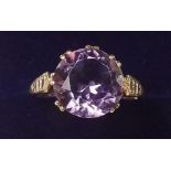 A 9 carat gold amethyst ring - size N