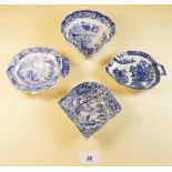 A group of four early 19th century pearlware pickle dishes