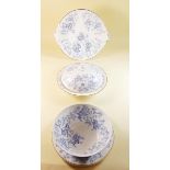 A Grainger and Worcester muffin dish, sugar and two plates, printed vines