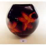 A Poole studio vase painted flowers - 19cm