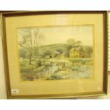 Albert Houghton - watercolour 'Upper Slaughter, Cotswolds' - 28 x 37cm