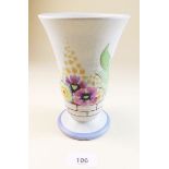A 1930's Decoro Pottery vase painted flowers - 16cm tall
