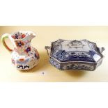 A Masons style jug by Boyle and an Edwardian blue and white tureen