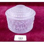 A Rene Lalique powder bowl and cover 'Enfant Cherub' , marked R. Lalique France