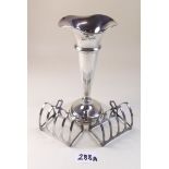 A pair of silver arch top toast racks Sheffield 1939 (105g) and a silver tulip vase