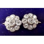 A pair of 9 carat gold antique diamond cluster earrings