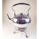 A George III silver kettle on stand with spirit burner by George Methuen, 1748 - 1890g