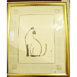 A limited edition print Siamese cat - 39 x 29cm