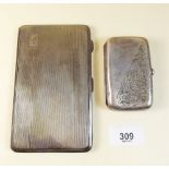 A silver engine turned cigarette case, Birmingham 1945 - 207g and a Victorian one with engraved