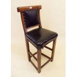 A Victorian oak framed tall clerks stool on square supports