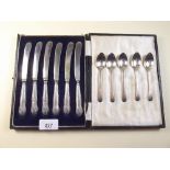 A set of six silver tea knives and a part set of five silver coffee spoons