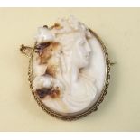 A carved cameo brooch with 9 carat gold mount