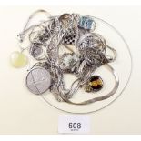 A selection of silver jewellery