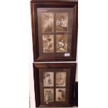 Eight early 20th century Glamour postcards framed in two sets of four