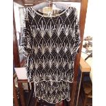 A Frank Usher black and silver beaded top and skirt - medium to large size