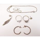 A group of 9 carat gold including necklace, bracelet and earrings 4.7g, and two 9 carat gold dress