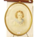 A Victorian watercolour portrait of a young girl in sailor suit - 37 x 30cm