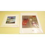 Two unframed prints by Sian Gibbs and Dame Elizabeth Blackadder