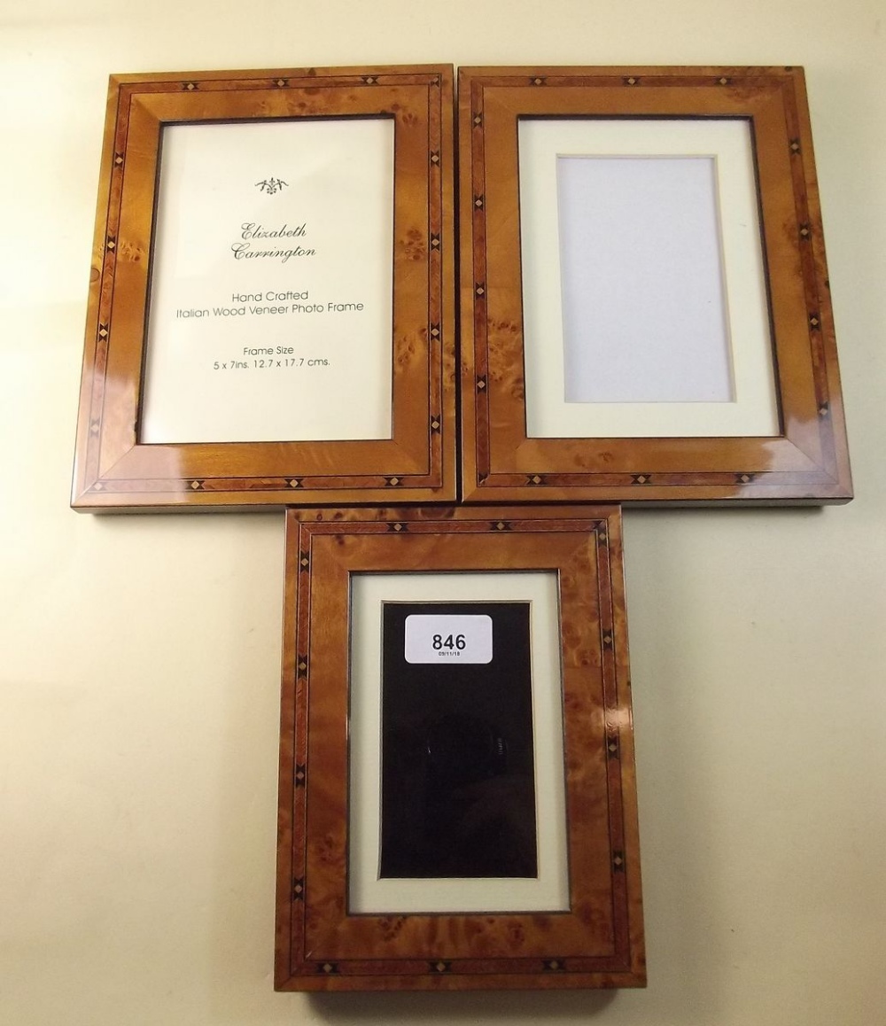 Three marquetry photograph frames