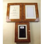 Three marquetry photograph frames