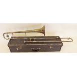 A Boosey and Hawkes 'Foreign Imported' brass trombone in fitted case