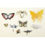 A selection of butterfly and insect brooches