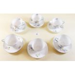 A set of six 1930's Shelley 'Wild Flower' tea cups and saucers