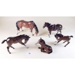 Five various horses including Beswick - with damage