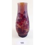 A Daum glass acid etched vase decorated flowers, signed 'Daum Nancy' 15cm tall