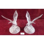 A pair of large glass eagle form paperweights