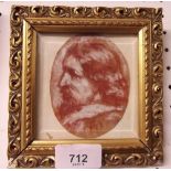 A chalk portrait on card of 17th century gentleman - 9cm tall