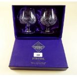 A pair of Edwardian crystal brandy glasses, boxed