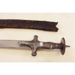 An Indian Talwar with engraved blade and metal handle