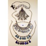 Five Eastern necklaces including lapis lazuli