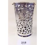 A Chinese silver pierced beaker stamped Sheng Yuen