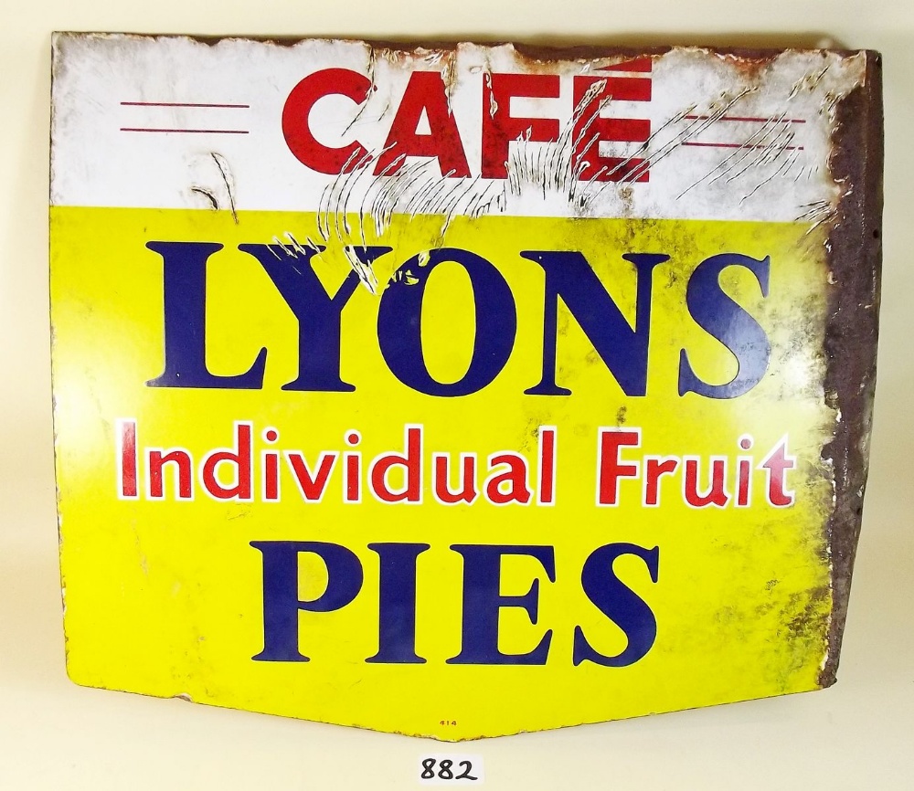 A 1950's 'Lyons Cafe' enamel sign 'Individual Fruit Pies' - 40 x 47cm