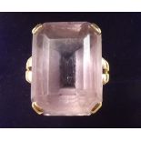 A 14 carat gold ring set large amethyst - size M