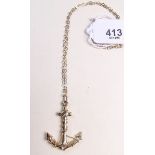 A large 9 carat gold anchor pendant on 9 cart gold chain - total weight 2.8g