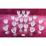 A collection of twenty one various cut glasses including Webb Crystal ones etc