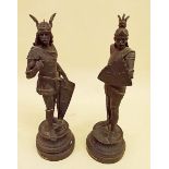 Two spelter Viking figures of Lohengrin and Seigfried - 54cm tall