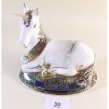 A Royal Crown Derby Unicorn paperweight No 1217 - with original box and certificate