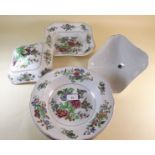 Six Copeland Spode bowls - one with hairline and two with chips to rim, and a Copeland Spode serving